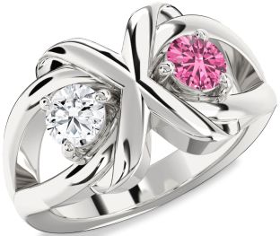 Silver Round Two Stone Promise Ring