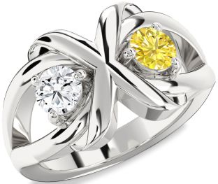 Silver Round Two Stone Promise Ring