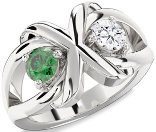 Silver Round Two Stone Promise Ring