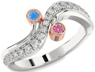 Diamond White Rose Gold Round Two Stone Promise Ring