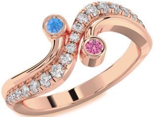Diamond Rose Gold Round Two Stone Promise Ring
