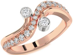 Diamond White Rose Gold Round Two Stone Ring