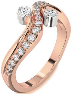 Diamond White Rose Gold Round Two Stone Ring
