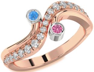Diamond White Rose Gold Round Two Stone Promise Ring