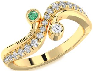 Diamond Gold Silver Round Two Stone Promise Ring