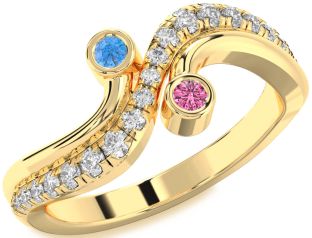Diamond Gold Silver Round Two Stone Promise Ring