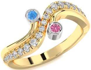 Diamond Platinum & Yellow Gold Round Two Stone Promise Ring