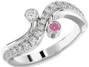 Diamond Silver Round Two Stone Promise Ring