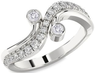 Salt & Pepper Diamond Silver Round Two Stone Ring
