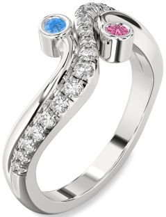 Diamond Silver Round Two Stone Promise Ring