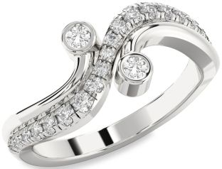 Diamond White Sapphire Silver Round Two Stone Ring