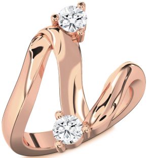 Diamond Rose Gold Round Two Stone Ring