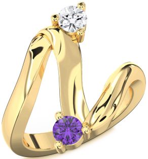 Gold Round Two Stone Promise Ring