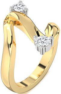 Diamond White Yellow Gold Round Two Stone Ring