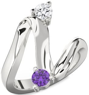 Silver Round Two Stone Promise Ring