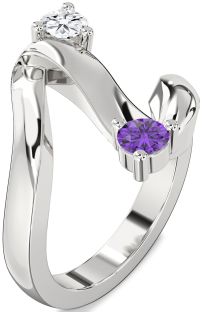 Platinum Round Two Stone Promise Ring