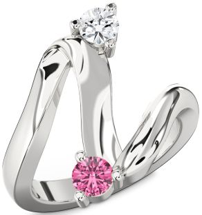 Silver Round Two Stone Promise Ring