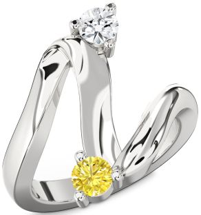 Silver Round Two Stone Promise Ring