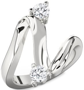 Diamond Platinum Round Two Stone Ring