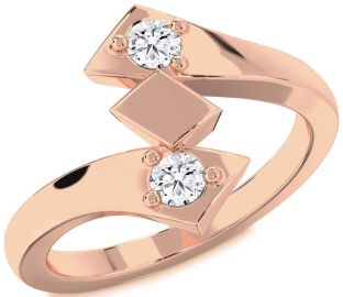 Diamond Rose Gold Round Two Stone Ring