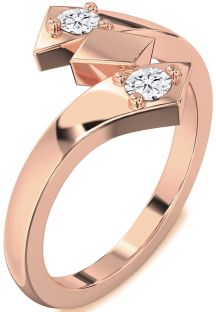 Diamond Rose Gold Round Two Stone Ring