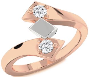 Diamond White Rose Gold Round Two Stone Ring