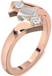 Diamond White Rose Gold Round Two Stone Ring
