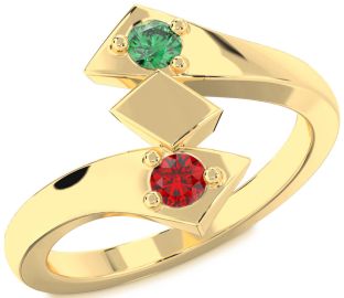 Gold Silver Round Two Stone Promise Ring