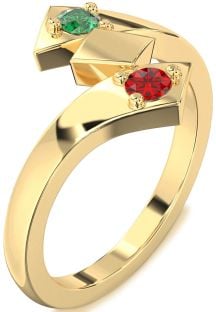Gold Round Two Stone Promise Ring