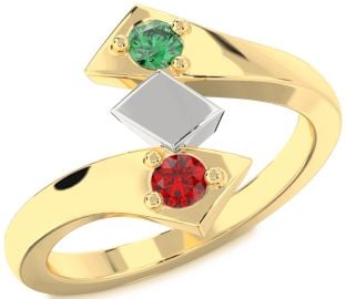 Platinum & Yellow Gold Round Two Stone Promise Ring