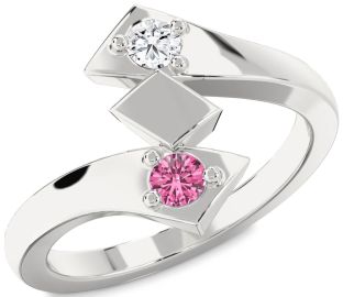 Silver Round Two Stone Promise Ring