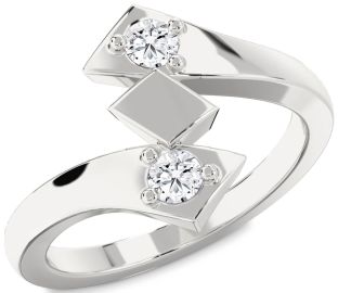 Diamond Platinum Round Two Stone Ring