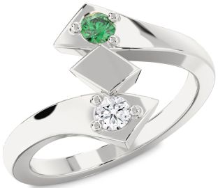 Silver Round Two Stone Promise Ring