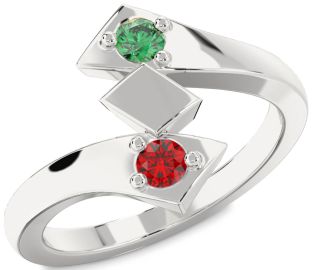 Silver Round Two Stone Promise Ring