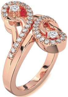 Diamond Rose Gold Round Two Stone Ring