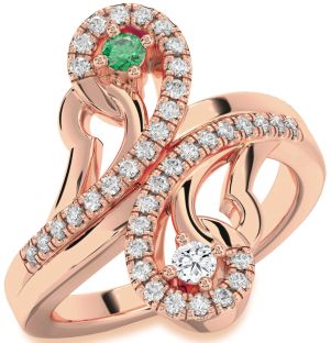 Diamond Rose Gold Silver Round Two Stone Promise Ring