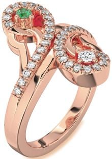 Diamond Rose Gold Round Two Stone Promise Ring