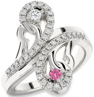 Diamond Silver Round Two Stone Promise Ring