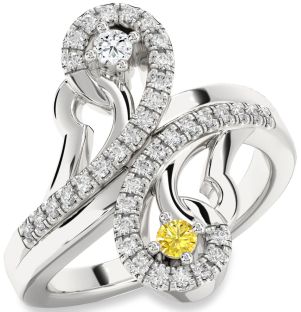 Diamond Silver Round Two Stone Promise Ring