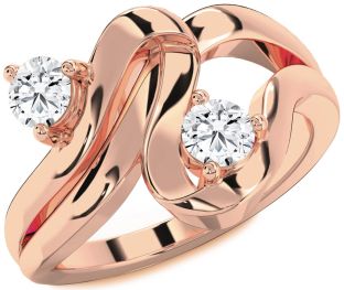 Diamond Rose Gold Round Two Stone Ring