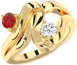 Gold Round Two Stone Promise Ring