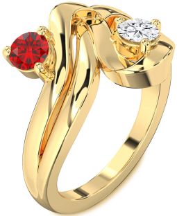 Gold Round Two Stone Promise Ring