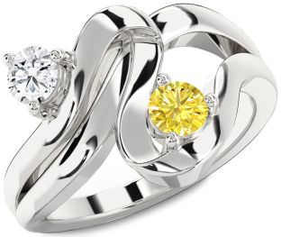 Silver Round Two Stone Promise Ring