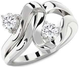 Diamond Platinum Round Two Stone Ring