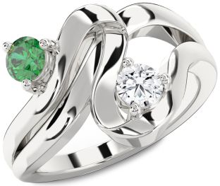 Silver Round Two Stone Promise Ring