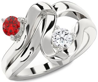 Silver Round Two Stone Promise Ring