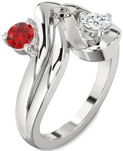 White Gold Round Two Stone Promise Ring