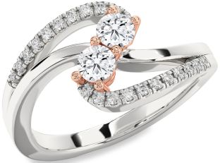 Diamond Platinum & Rose Gold Round Two Stone Ring