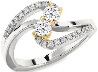 Diamond Platinum & Yellow Gold Round Two Stone Ring