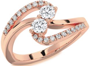Diamond Rose Gold Round Two Stone Ring